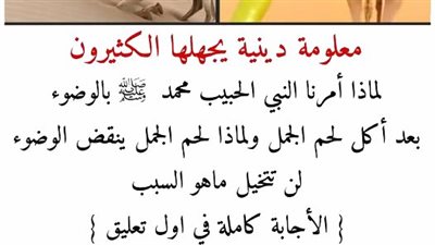 السبب في الوضوءِ بعد أكل لحم الإبل